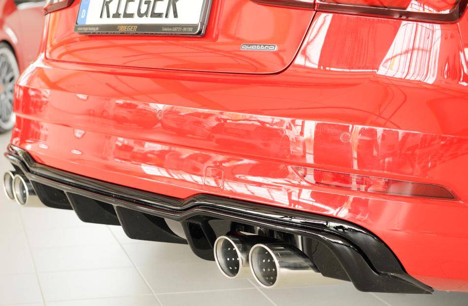 Diffusore Rieger A3 8V S-Line Sedan+Cabrio terminali 4x90 nero lucid