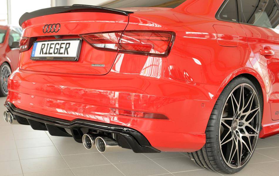 Diffusore Rieger A3 8V S-Line Sedan+Cabrio terminali 4x90 nero lucid
