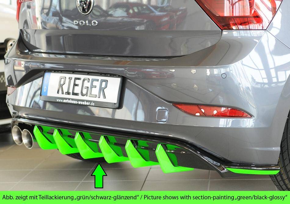 Diffusore Rieger Polo AW GTI dal 2021 per terminali 2x76 SX ABS