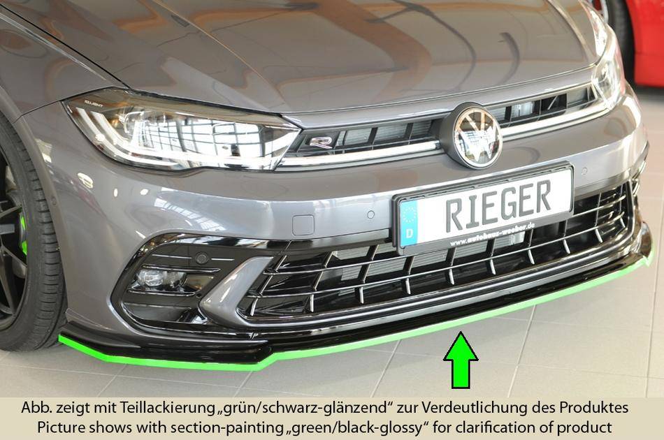 Lama ant Rieger Polo AW dal'21 GTI+R-Line per paraurti orig. nero lu