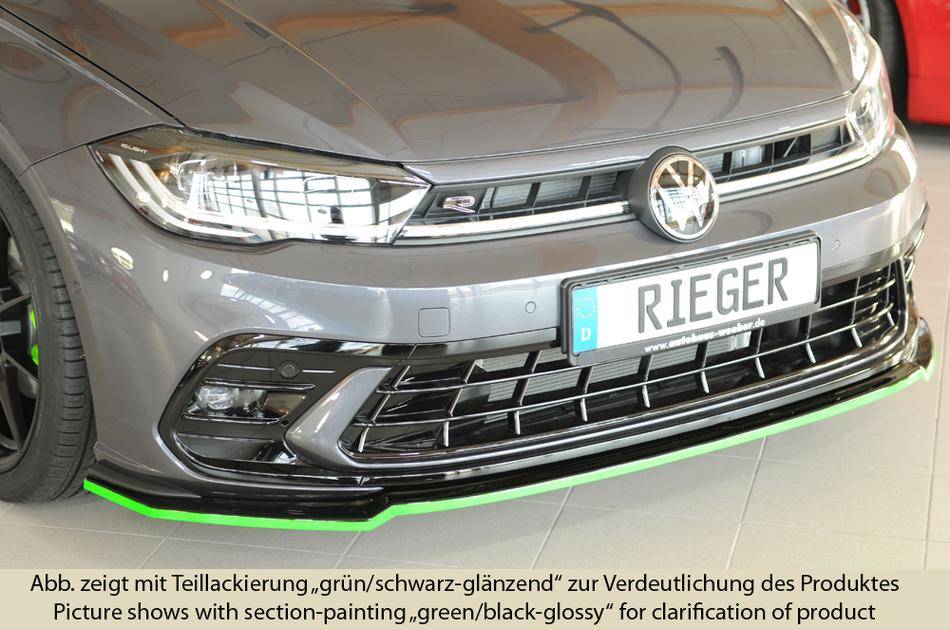 Lama ant Rieger Polo AW dal'21 GTI+R-Line per paraurti orig. nero lu
