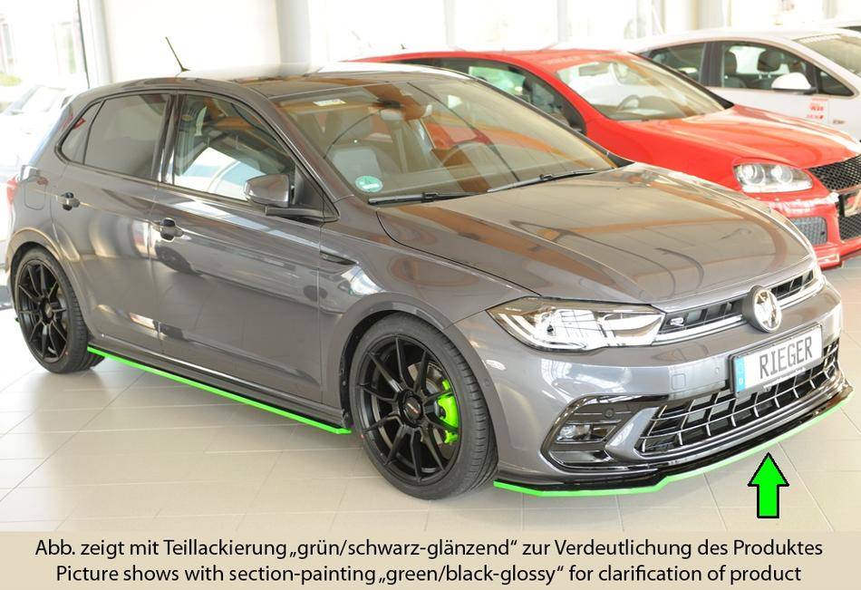 Lama ant Rieger Polo AW dal'21 GTI+R-Line per paraurti orig. nero lu