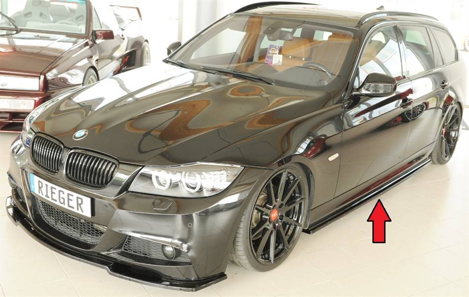 Lama laterale SX Rieger per sottoporta orig. E90/91 M-Style nero luc