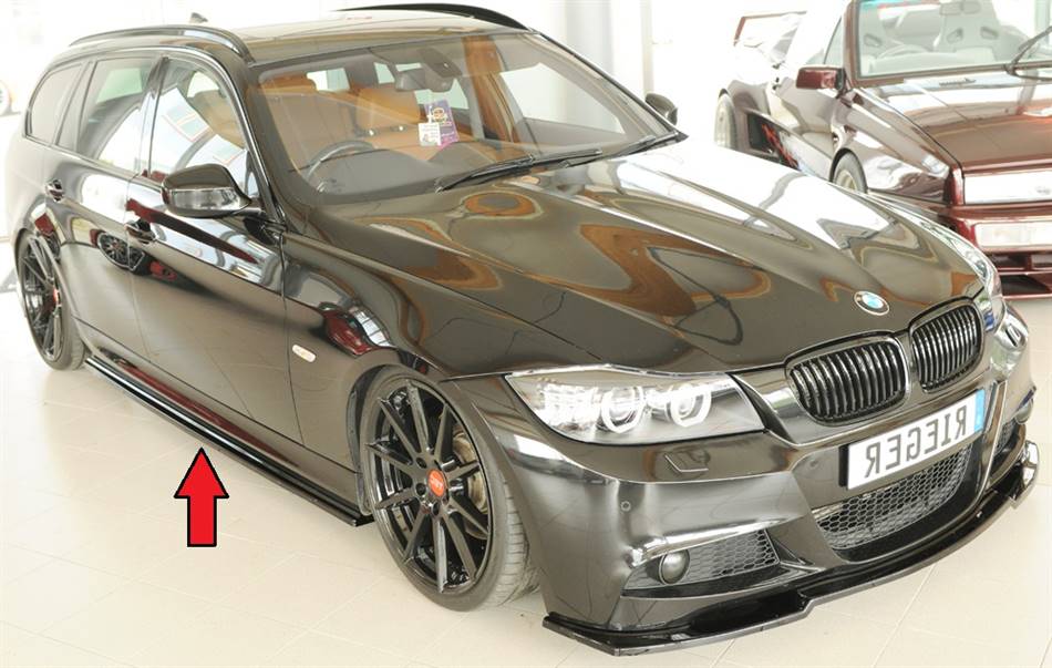 Lama laterale DX Rieger per sottoporta orig. E90/91 M-Style nero luc