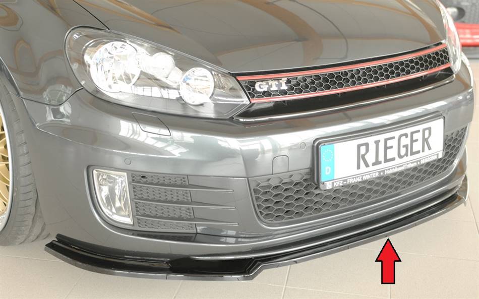 Lama anteriore Rieger Golf 6 GTI/GTD per paraurti orig. nero lucido
