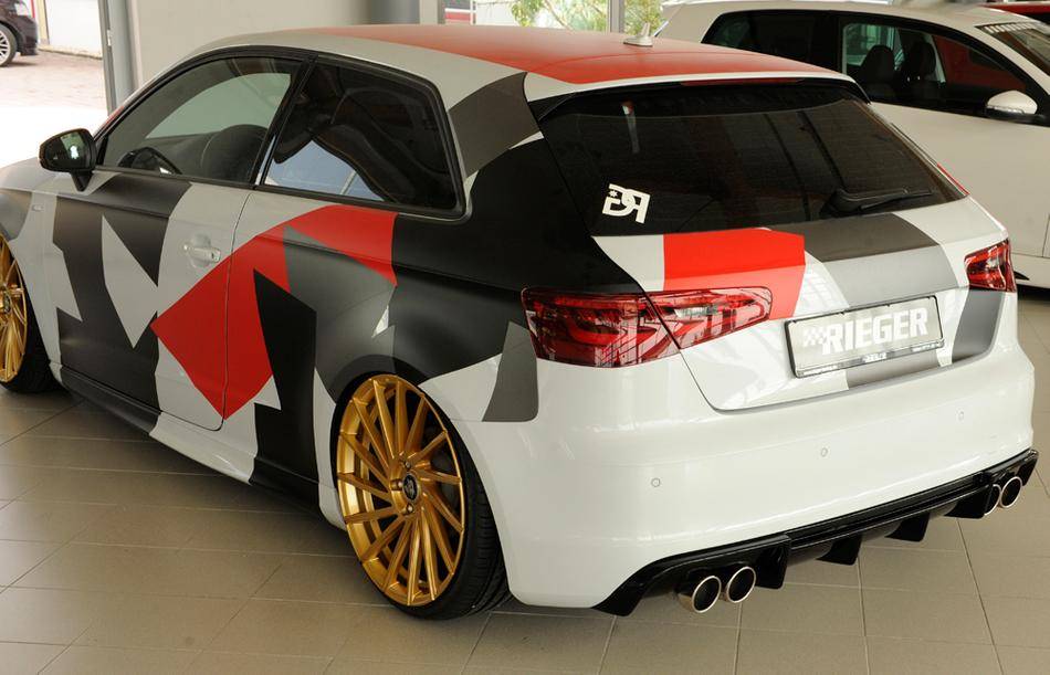 Diffusore Rieger Audi A3 8V solo S-Line marm duplex 4x90 nero lucido