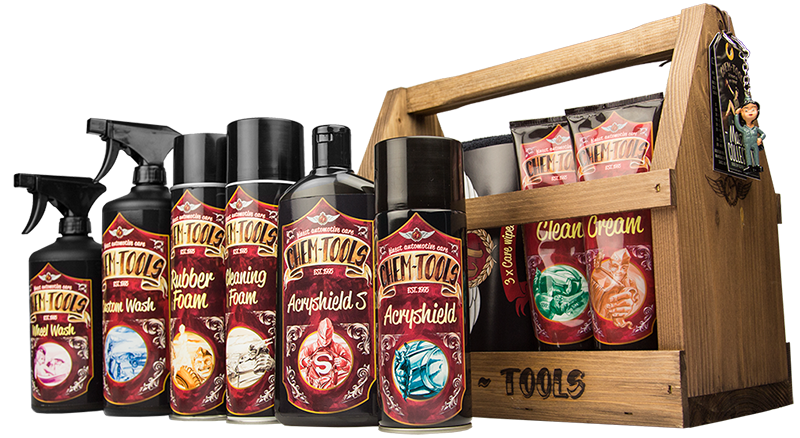 CHEM-TOOLS SET COMPLETO 8 PRODOTTI CURA DELL'AUTO